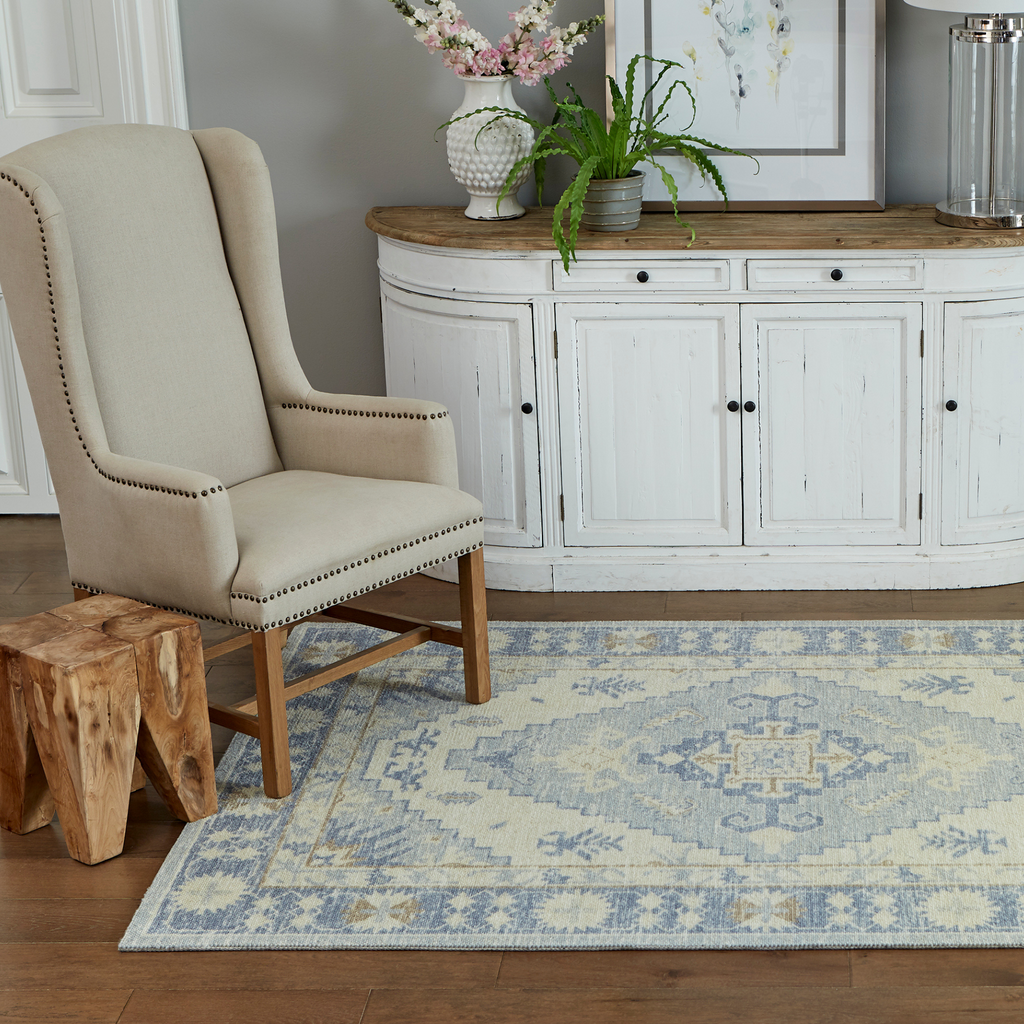 Ana Blue Wool Area Rug - The Well Appointed House