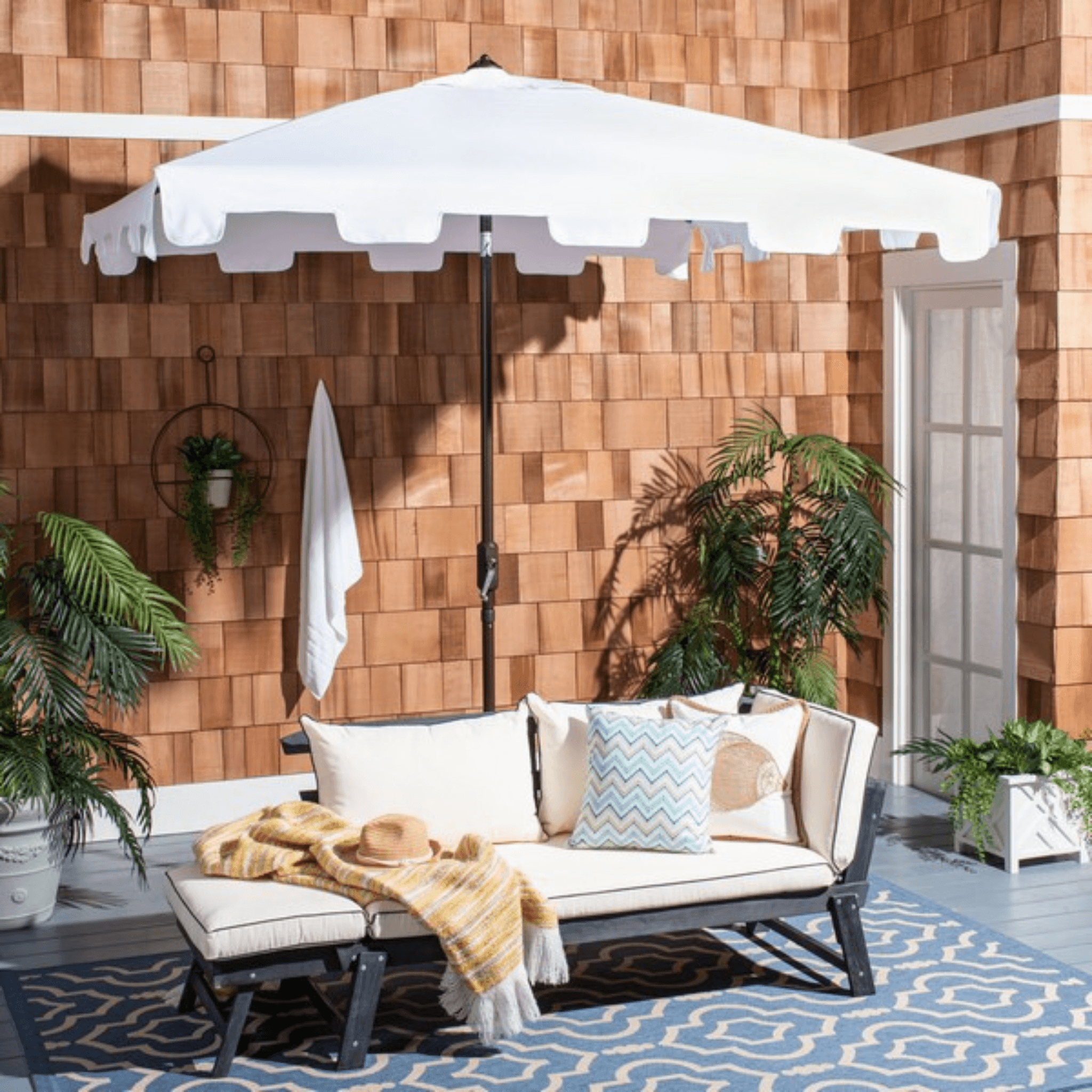 7 white patio umbrella 7.5' Square Zimmerman Market Umbrella White