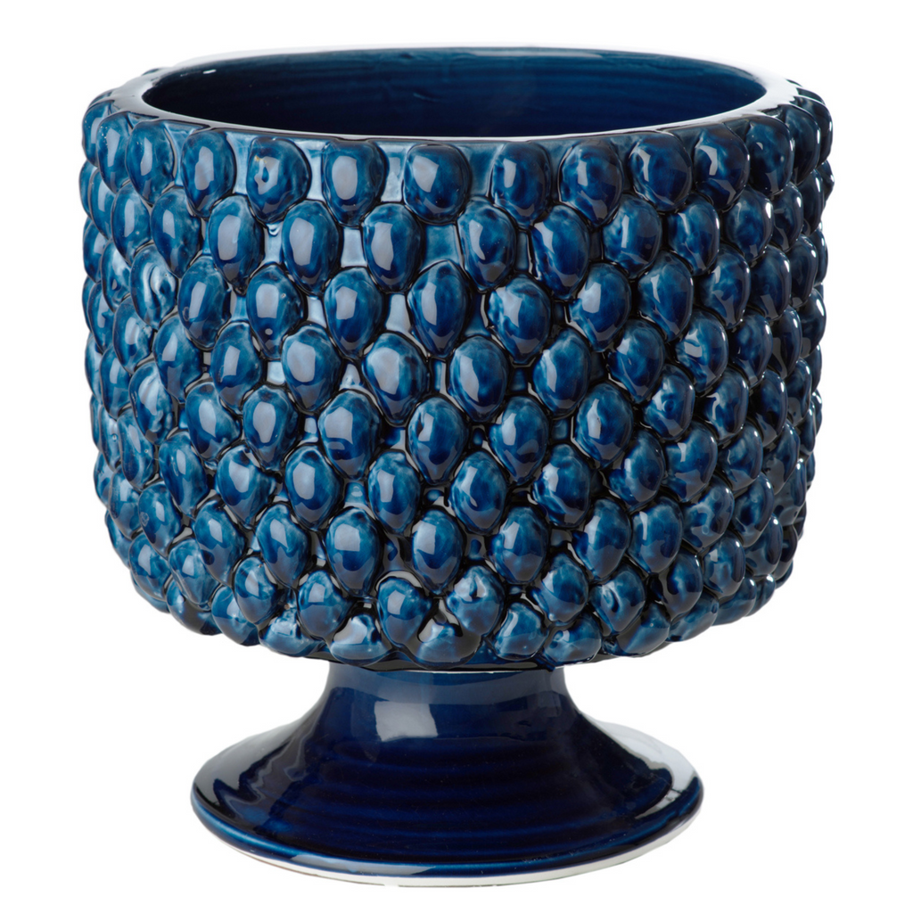 Large Vinci Pine Cone Blue Ceramic Planter - The Well Appointed House