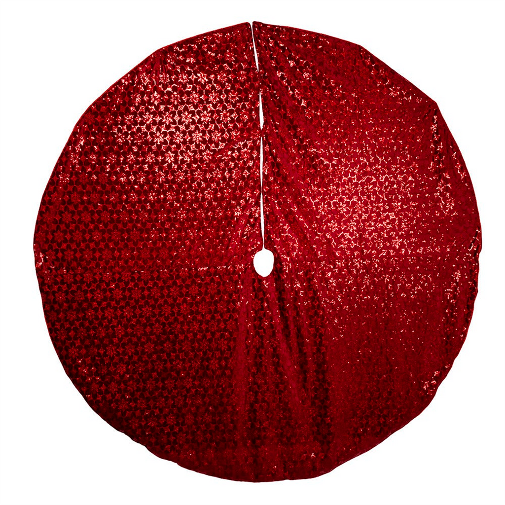 72 Burgundy Sequin With Meal Cord Tree Skirt - The Well Appointed House