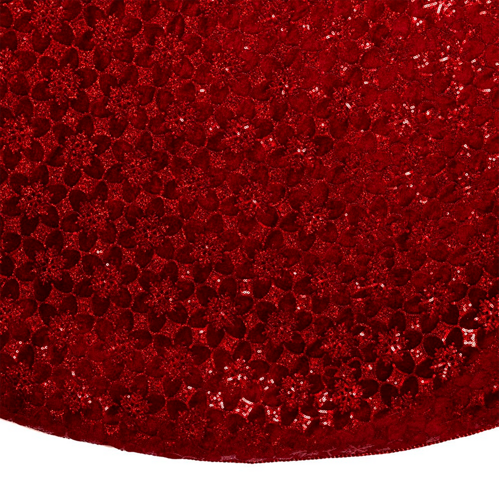72 Burgundy Sequin With Meal Cord Tree Skirt - The Well Appointed House