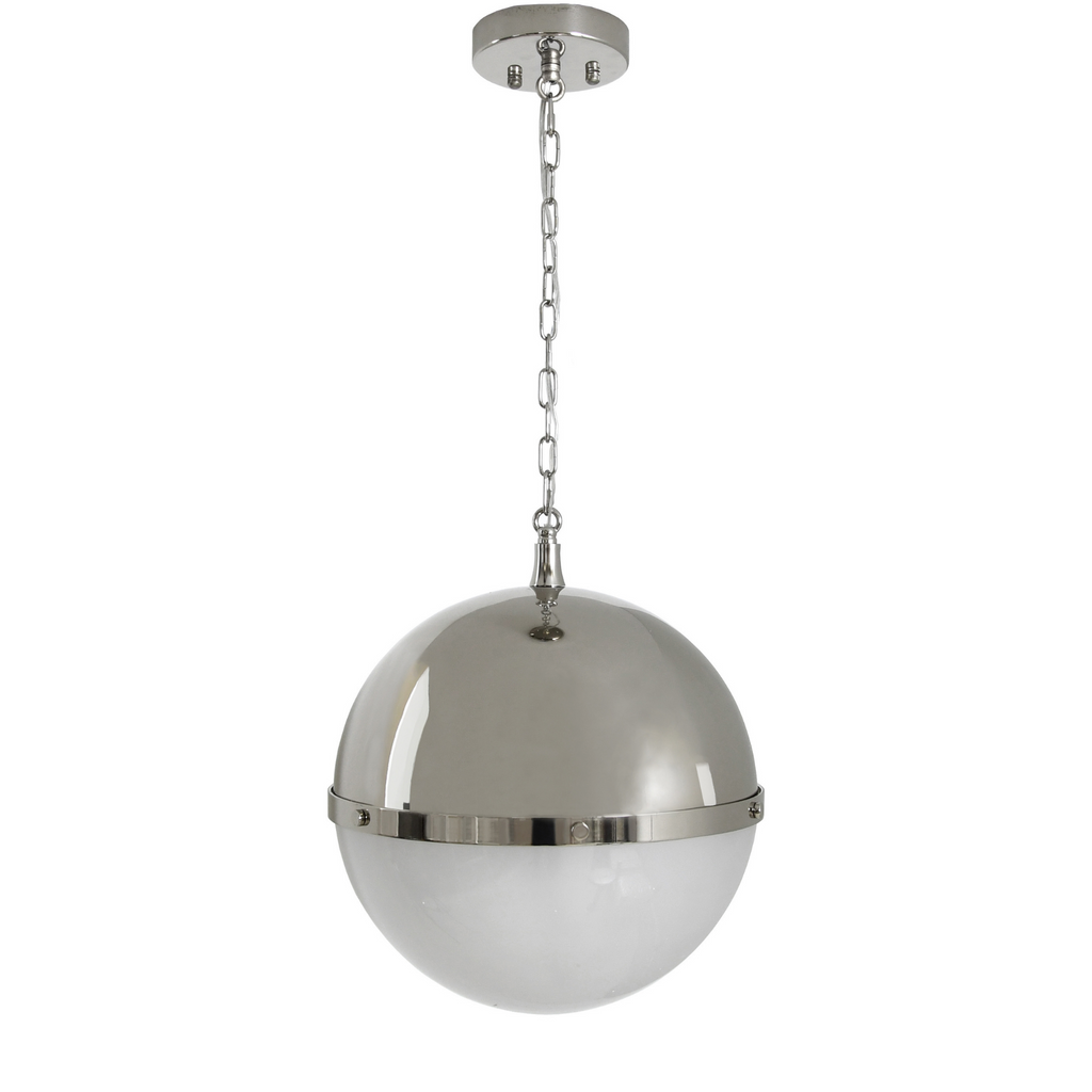 Globe Pendant with Frosted Glass in Nickel - Chandeliers & Pendants - The Well Appointed House