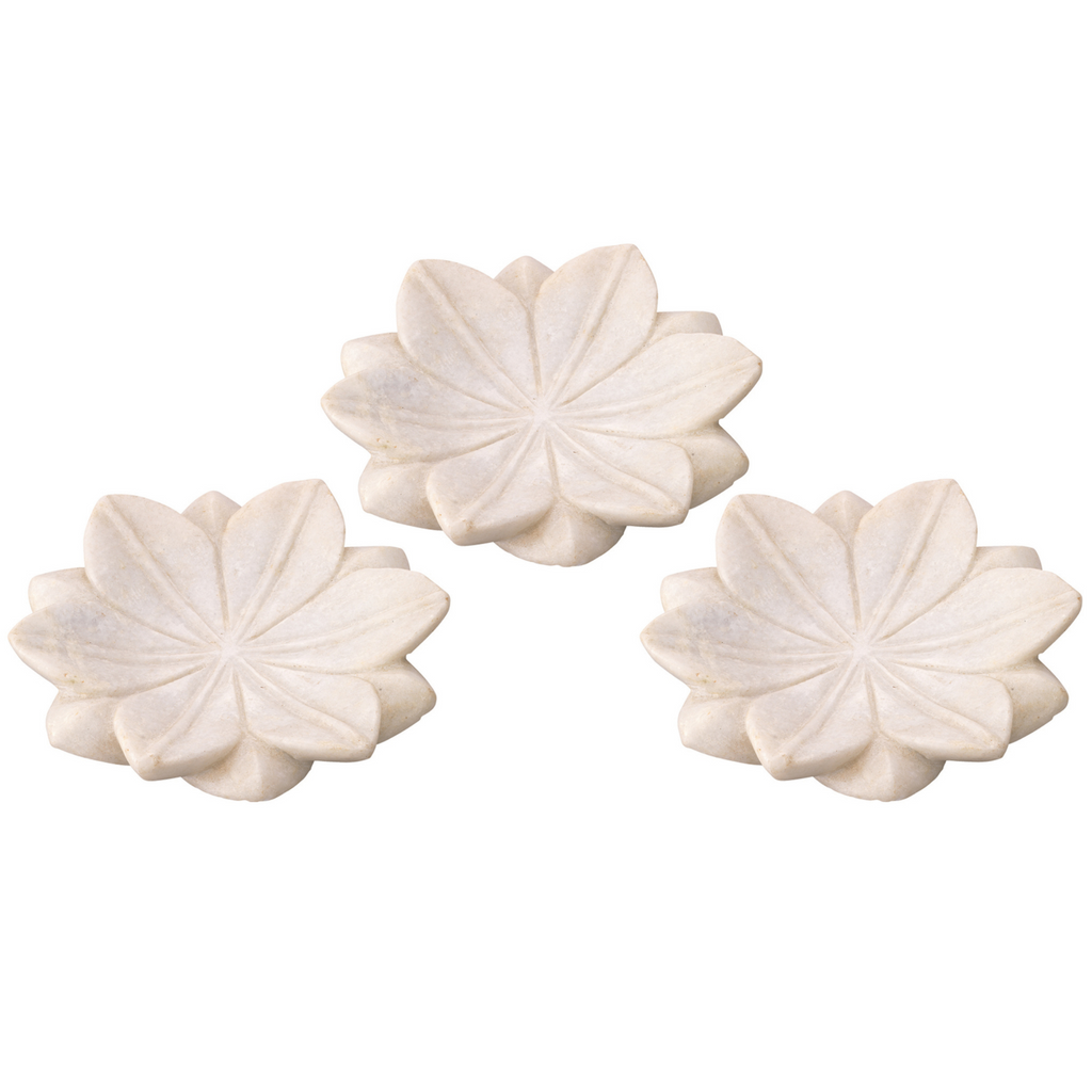 Set of 3 Marble Lotus Plates - The Well Appointed House