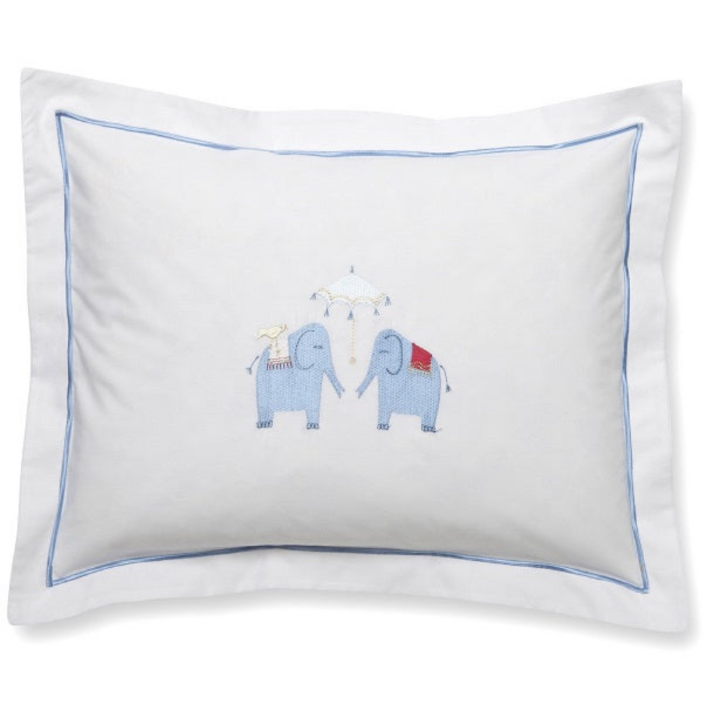 Baby Boudoir Pillow Cover in Umbrella Elephants Blue - The Well Appointed House