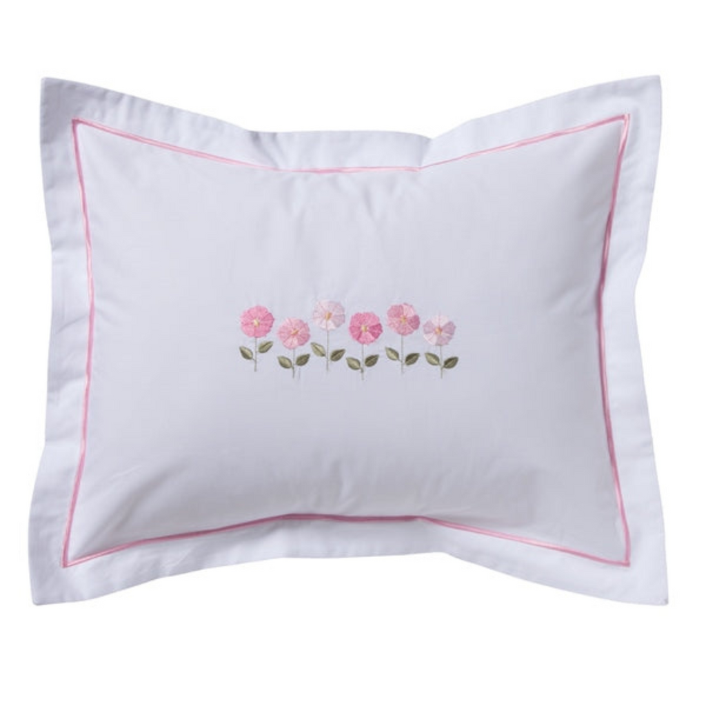 Boudoir Pillow Cover in Row of Flowers Pink - The Well Appointed House