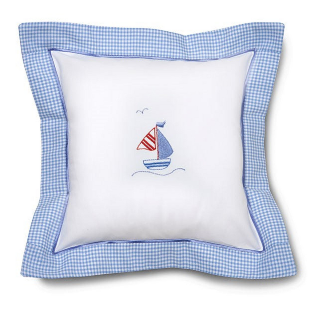 Baby Pillow Cover in Sailboat & Seagull Blue - The Well Appointed House