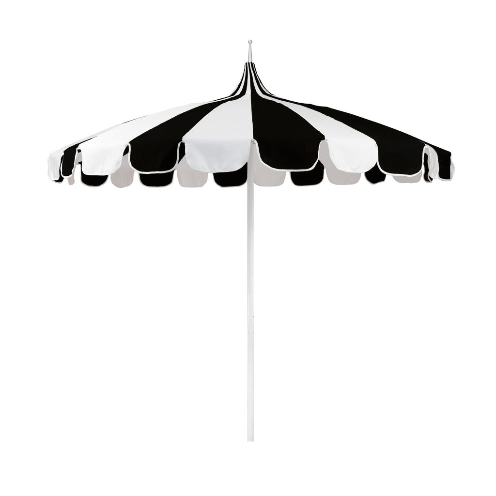 California Umbrella Pagoda 8.5' Patio Umbrella with Aluminum Pole Push Lift with Sunbrella Fabric In Natural/White/Black