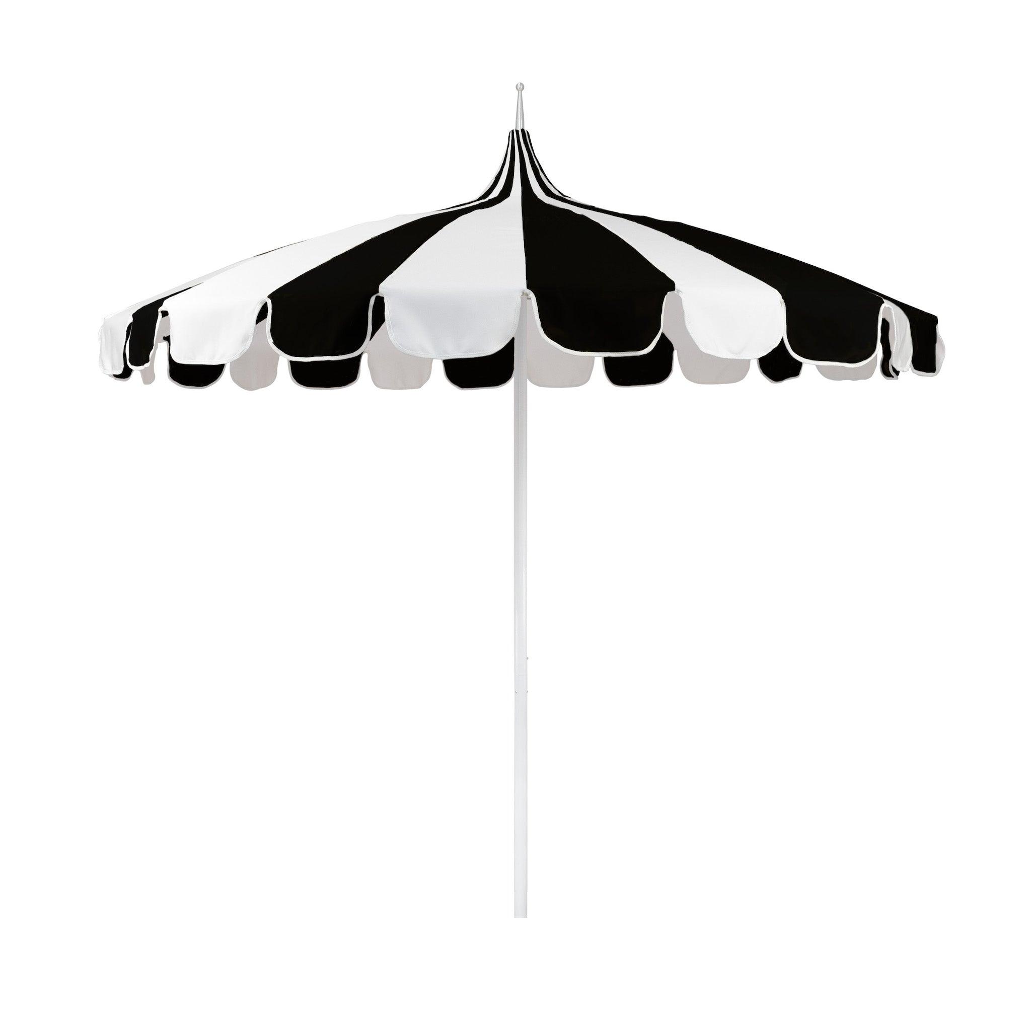 California Umbrella Pagoda 8.5' Patio Umbrella with Aluminum Pole Push Lift with Sunbrella Fabric In Natural/White/Black