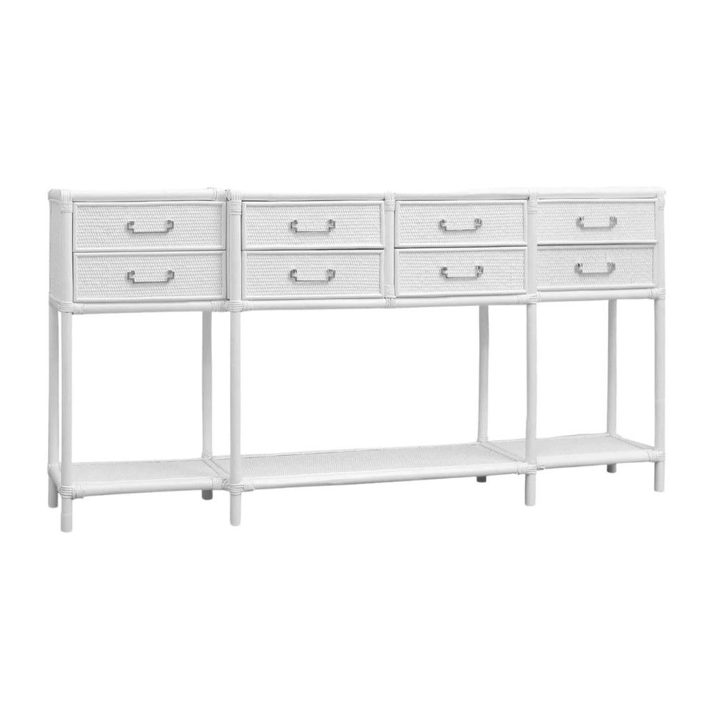 8-Drawer White Rattan Console - Sideboards & Consoles - The Well Appointed House
