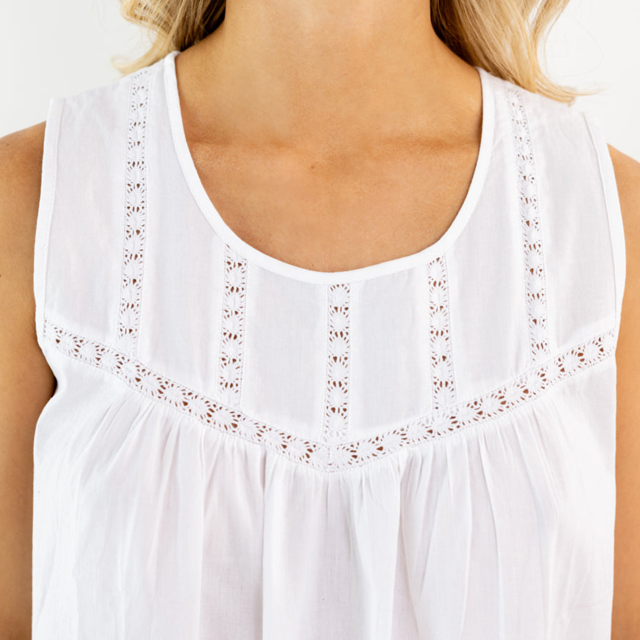 Theresa White Cotton Nightgown S Theresa White Cotton Nightgown S