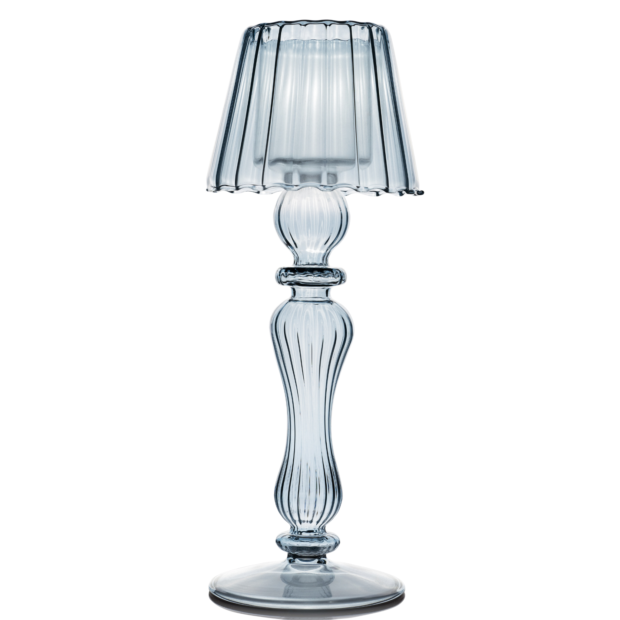La Boheme Candlestick Holder - Clear with Green