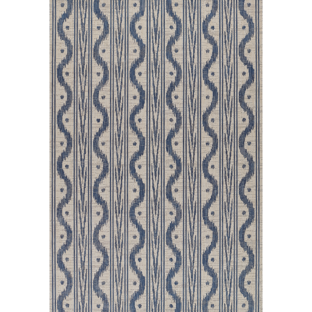 Riviera Geometric Blue Recycled Plastic Indoor Outdoor Rug - The Well Appointed House