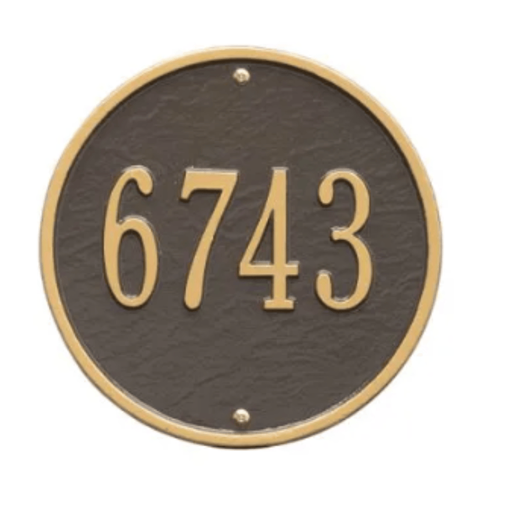 9'' One Line Round Wall Plaque - Available in Variety of Finishes - Address Signs & Mailboxes - The Well Appointed House