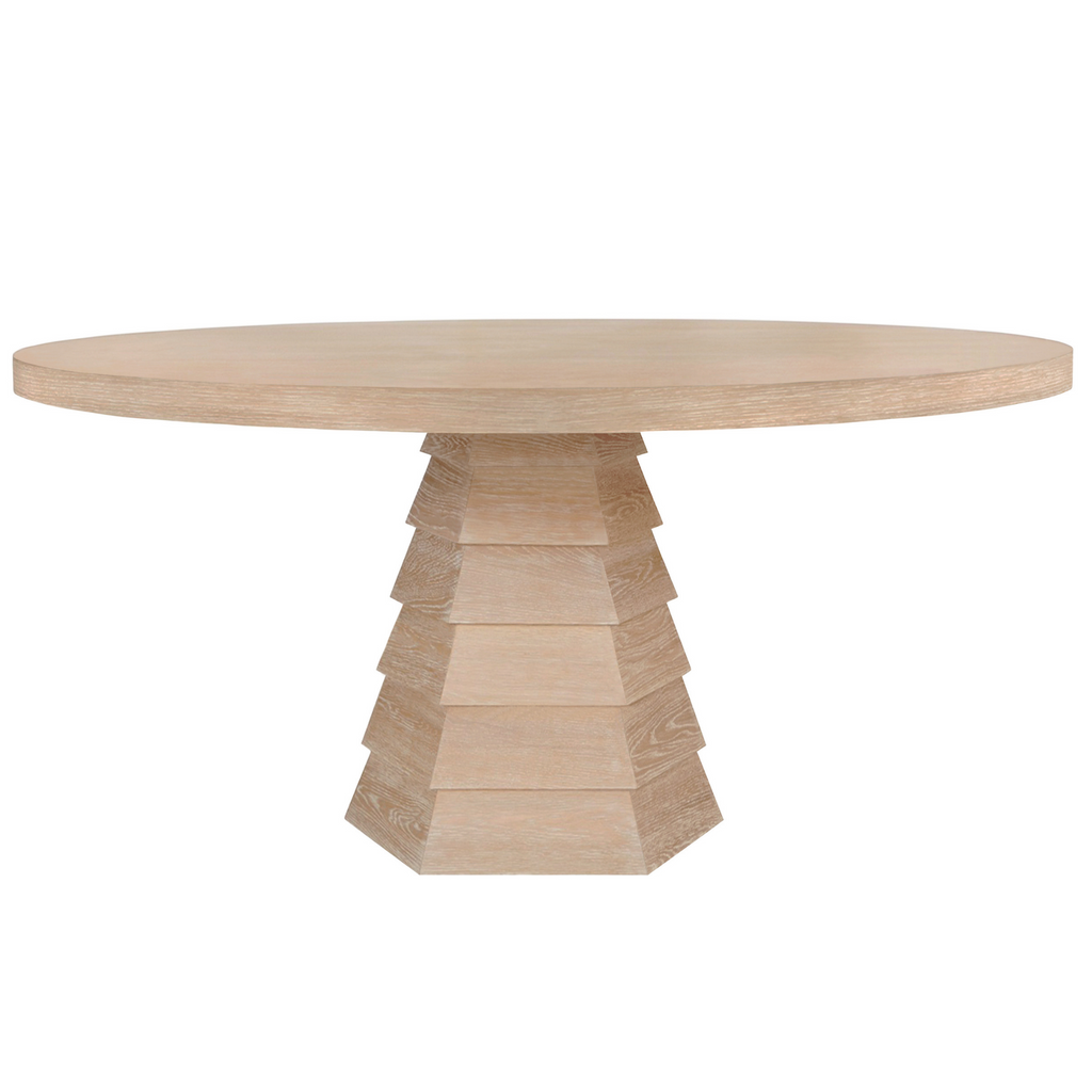 Hugo Cerused Oak Round Dining Table With Hexagonal Base - Dining Tables - The Well Appointed House