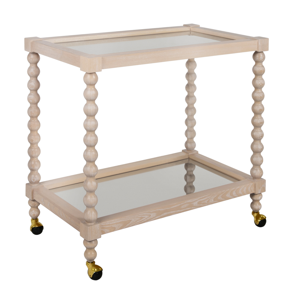 Isadore Cerused Oak Bar Cart - Bar & Serving Carts - The Well Appointed House