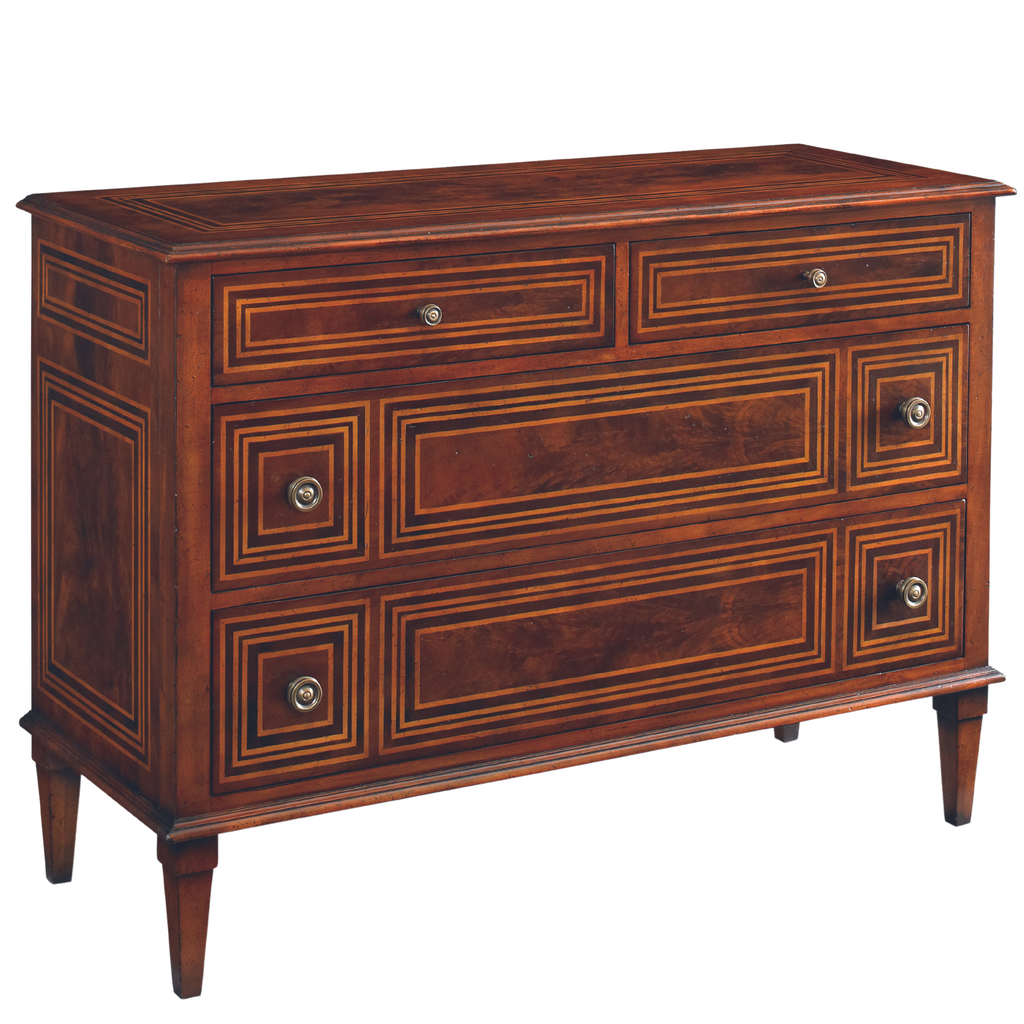 Four Drawer Walnut Burl Chest of Drawers - The Well Appointed House