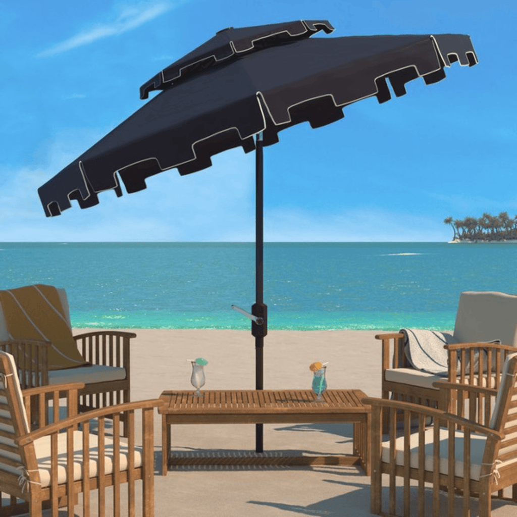 9ft Double Top Market Umbrella in Navy - Outdoor Umbrellas - The Well Appointed House