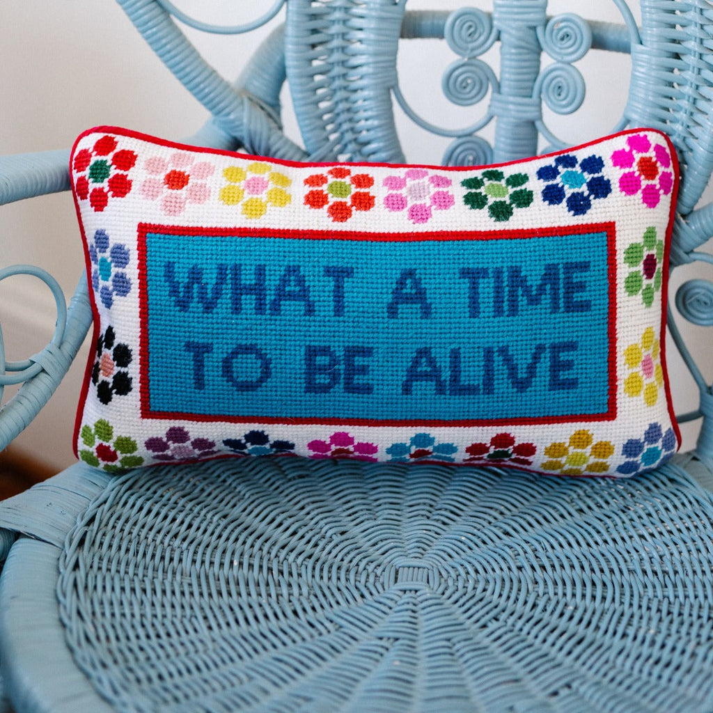 What a Time Needlepoint Pillow - The Well Appointed House