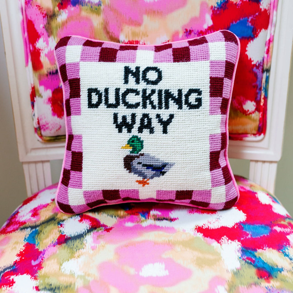 No Ducking Way Needlepoint Pillow - The Well Appointed House