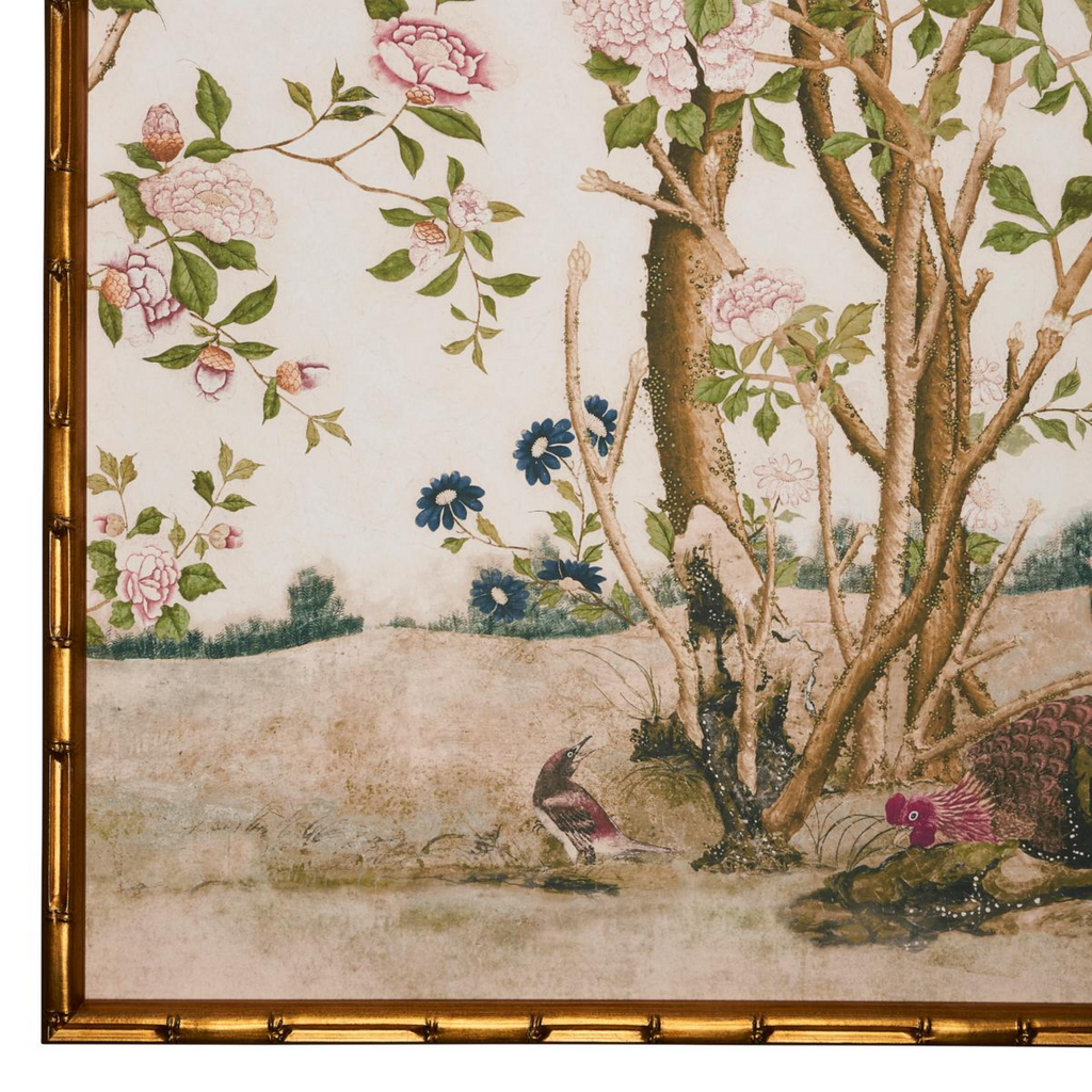 Les Oiseaux Flowering Peony Trees Right Art Panel - The Well Appointed House