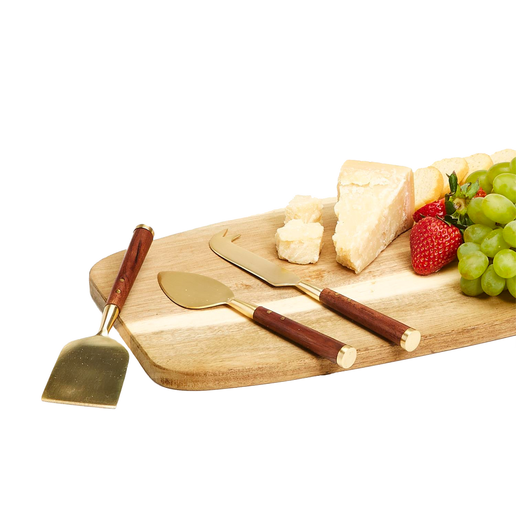 Acacia Wood S3 Cheese Knives in Gift Box - The Well Appointed House