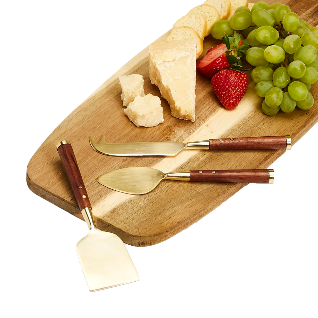 Acacia Wood S3 Cheese Knives in Gift Box - The Well Appointed House