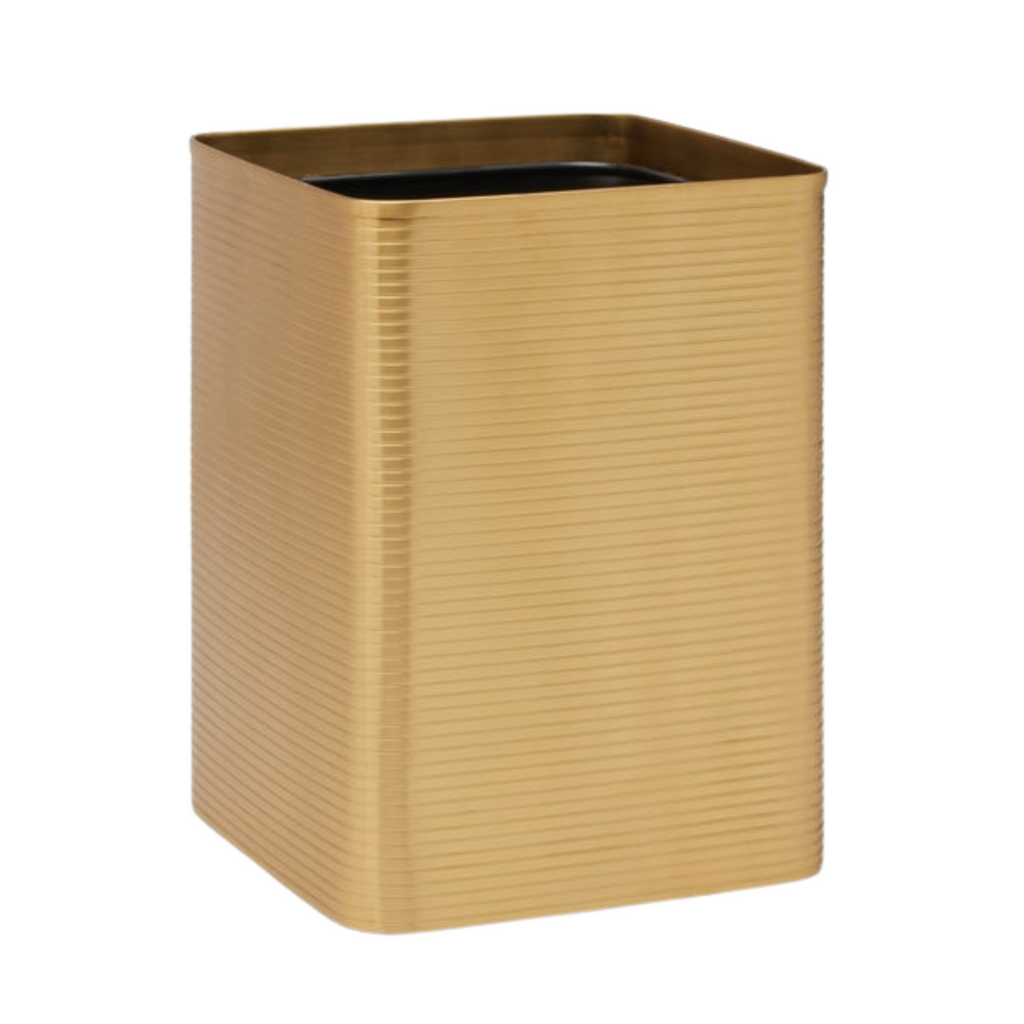 Adelaide Matte Gold Square Wastebasket - The Well Appointed House