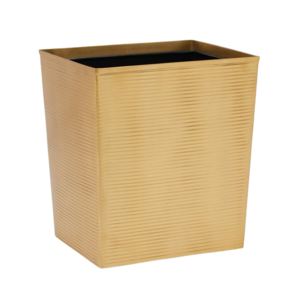 Adelaide Matte Gold Tapered Rectangular Wastebasket - The Well Appointed House