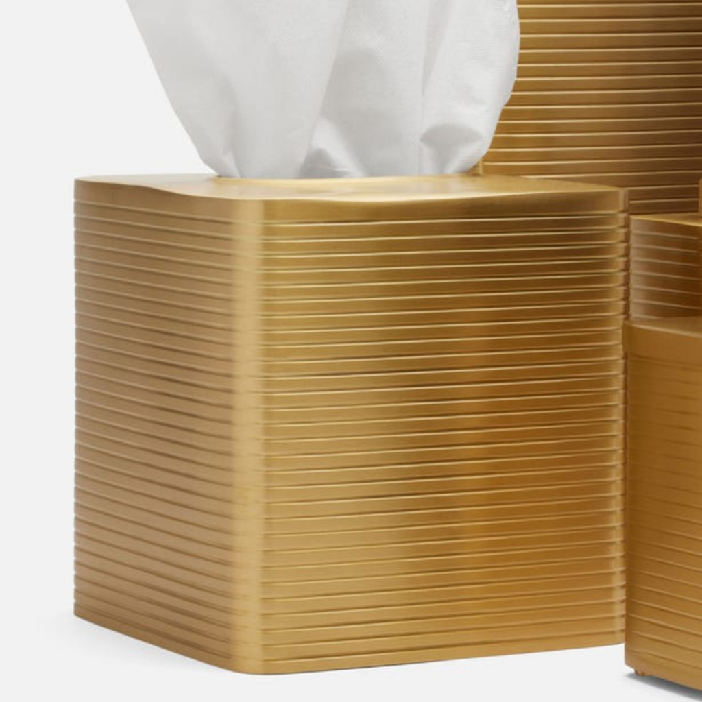 Adelaide Matte Gold Tissue Box Cover - The Well Appointed House