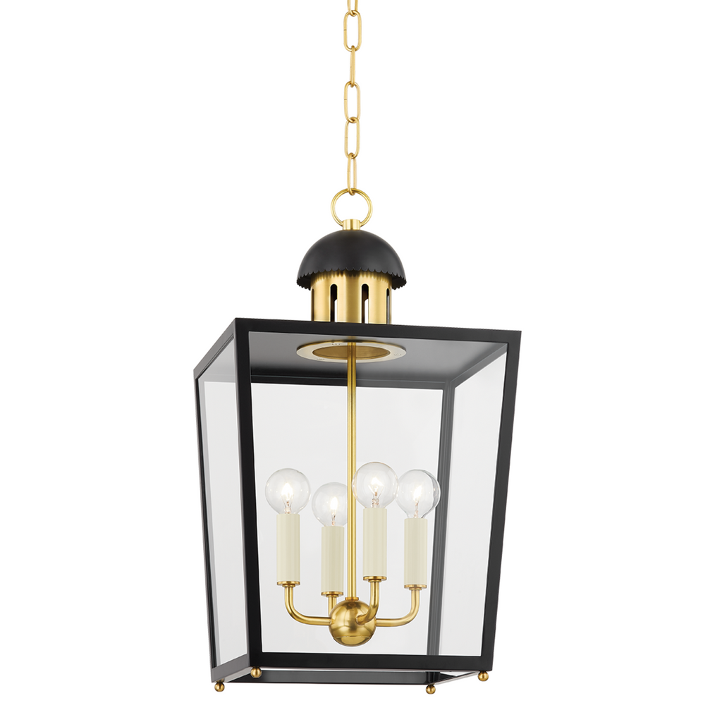 Aged Brass & Black June Lantern Pendant - The Well Appointed House