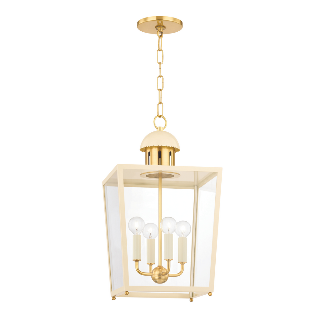 Aged Brass & Cream June Lantern Pendant - The Well Appointed House