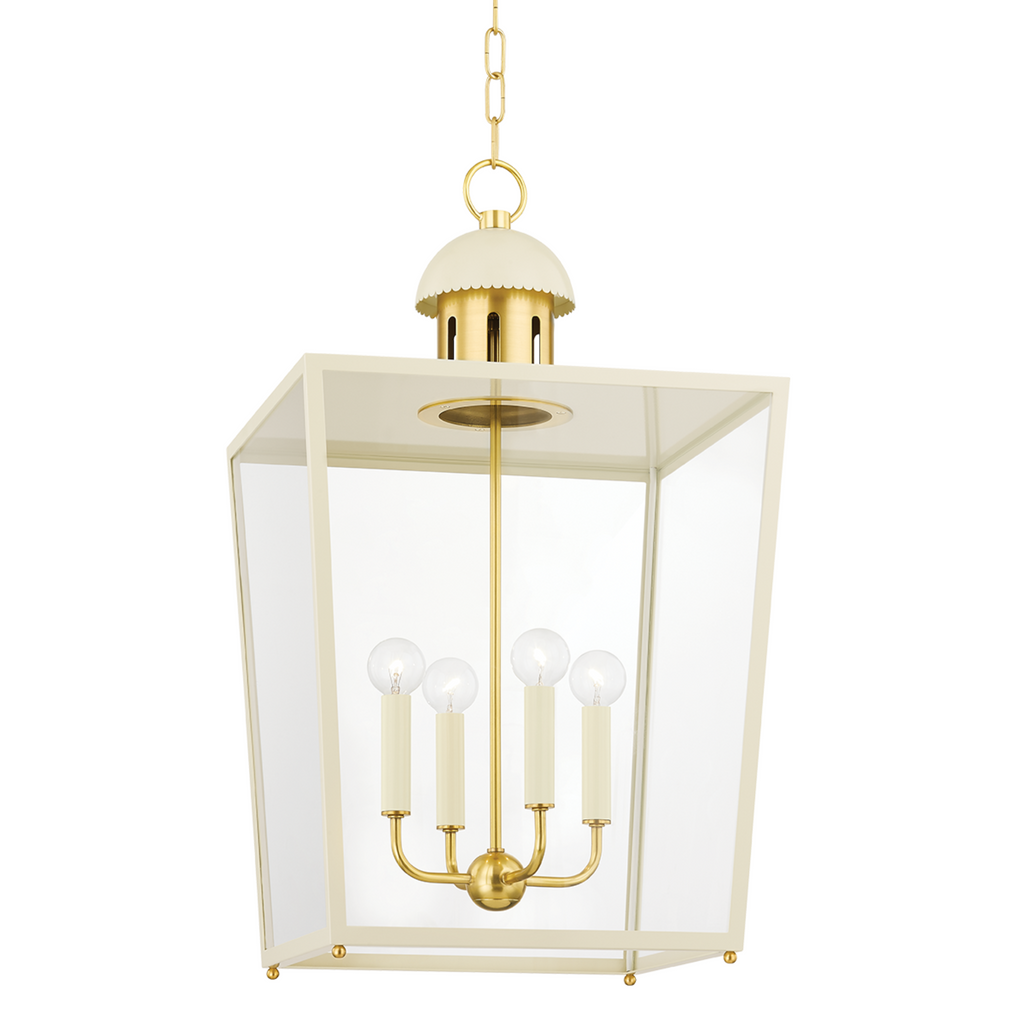 Aged Brass & Cream June Lantern Pendant - The Well Appointed House