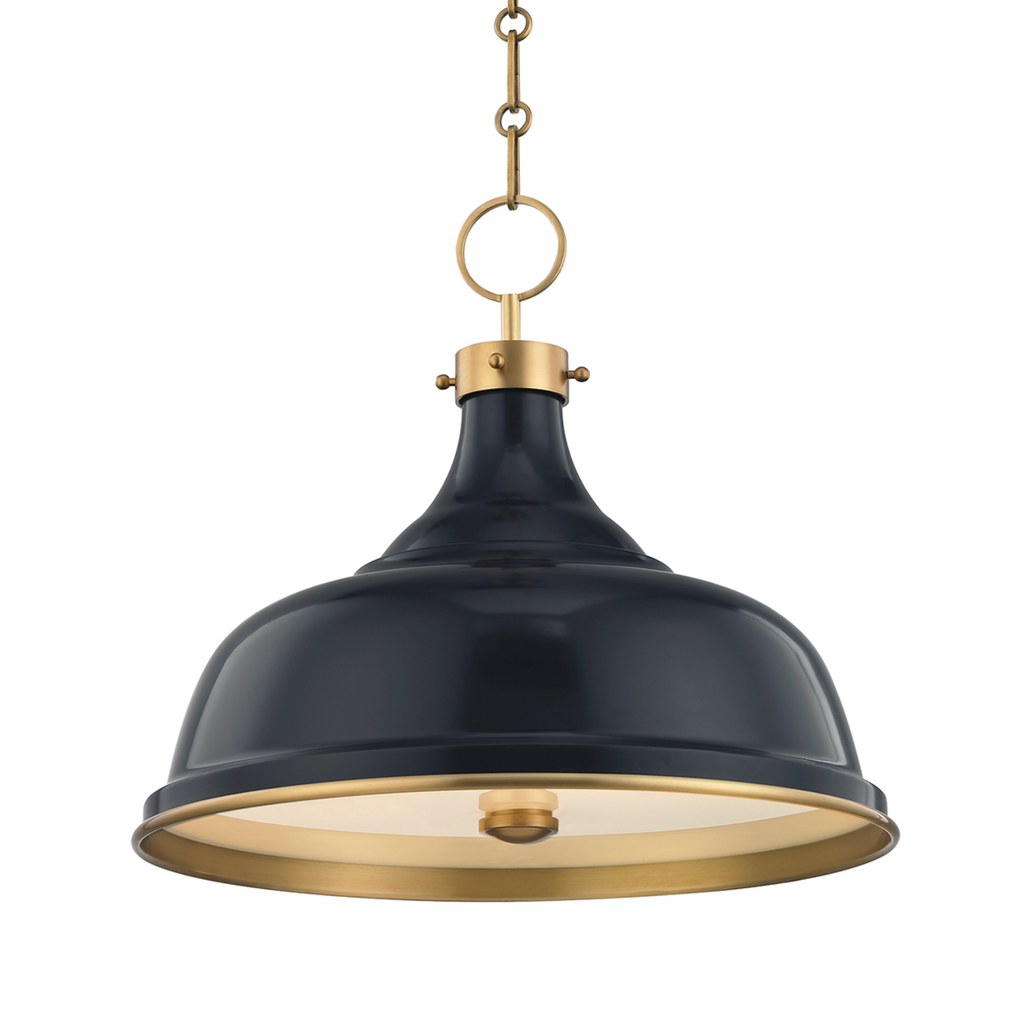 Aged Brass and Darkest Blue Painted No. 1 Pendant - The Well Appointed House