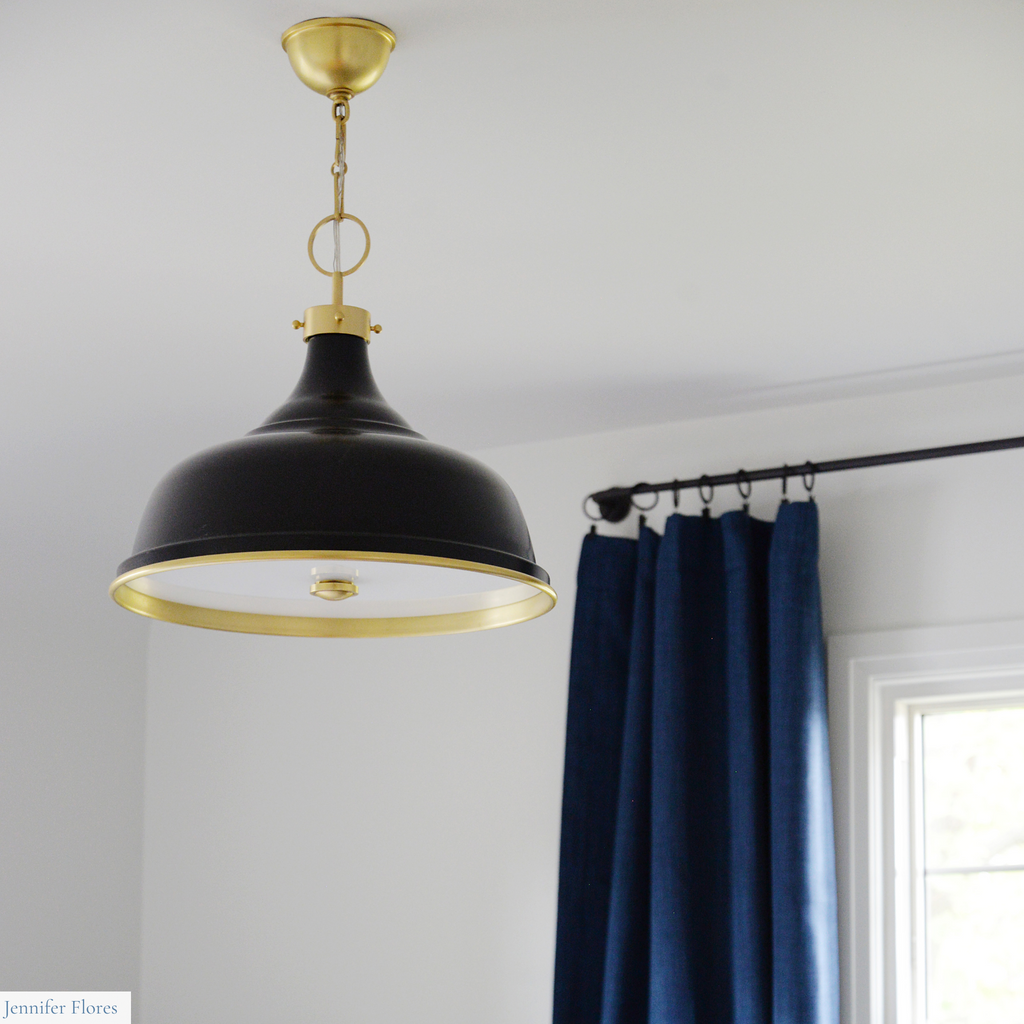 Aged Brass and Darkest Blue Painted No. 1 Pendant - The Well Appointed House
