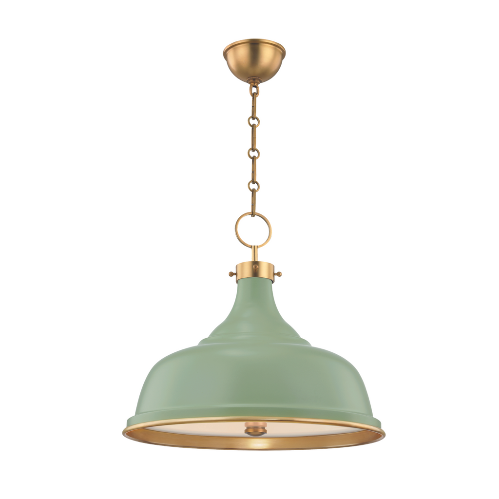 Aged Brass and Leaf Green Painted No. 1 Hanging Pendant - The Well Appointed House