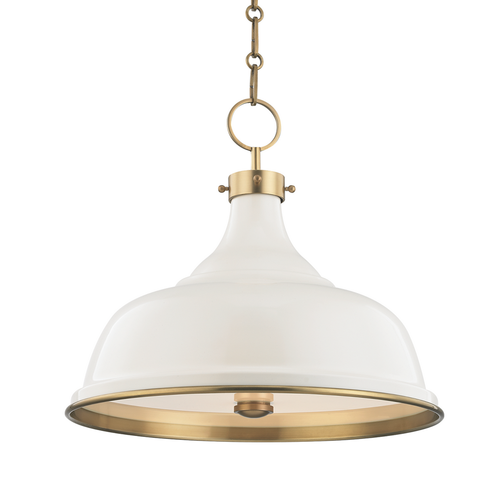 Aged Brass and Off White Painted No. 1 Hanging Pendant - The Well Appointed House