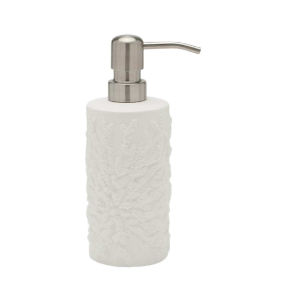 Alanya White Coral Motif Soap Pump Dispenser - The Well Appointed House