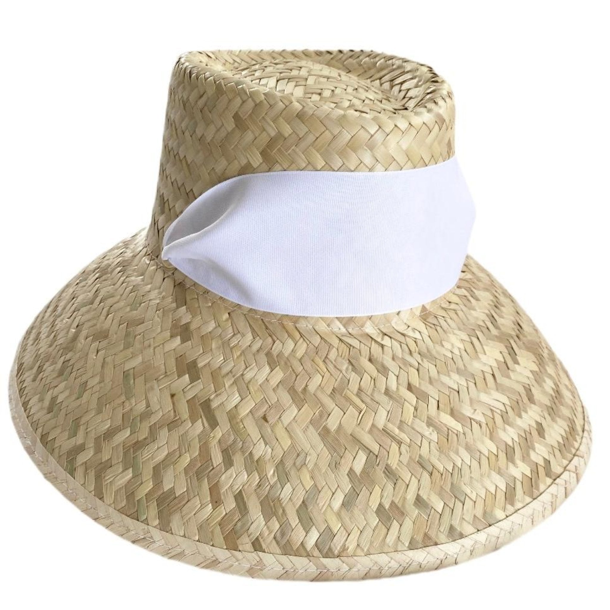 Vintage Wide Brim Sun Hat White Woven Ribbon Mesh Tall Crown Coastal Resort Glam The softest sheen hovers on the Maris, our best selling  main image 3