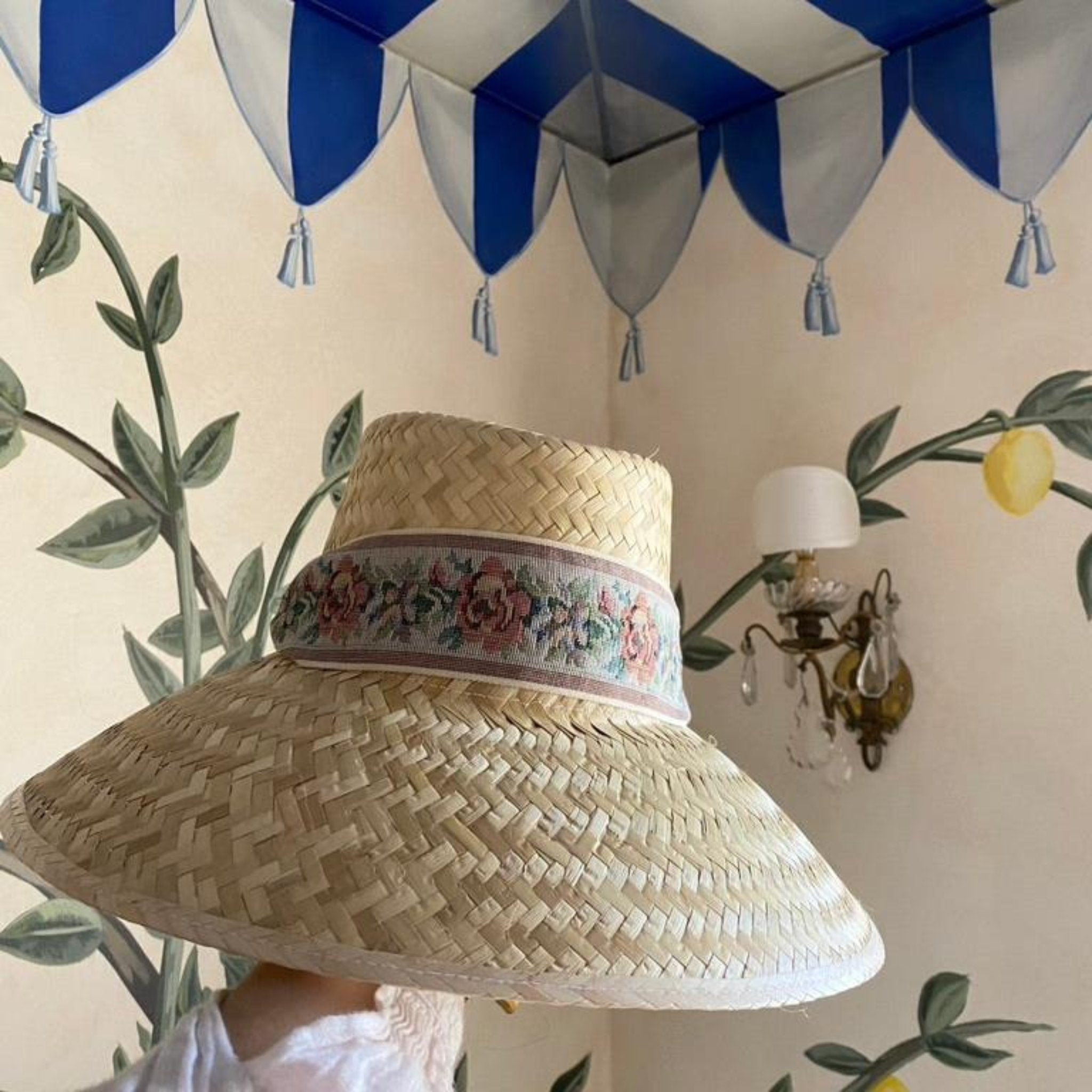 Amaryllis Sun Hat - White Wide & Short Grosgrain Ribbon  display picture 1