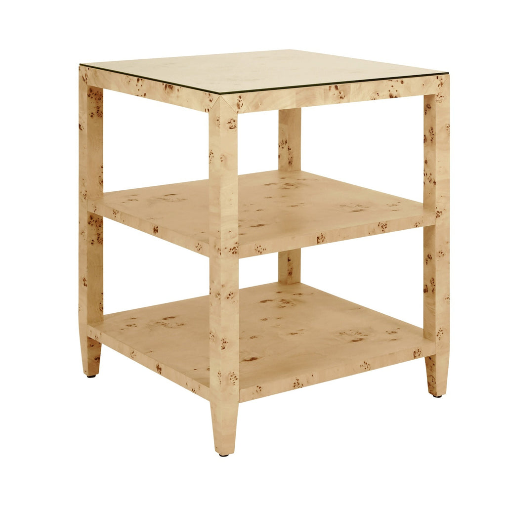 Amie Three Tier Square Side Table With Glass Top - The Well Appointed House