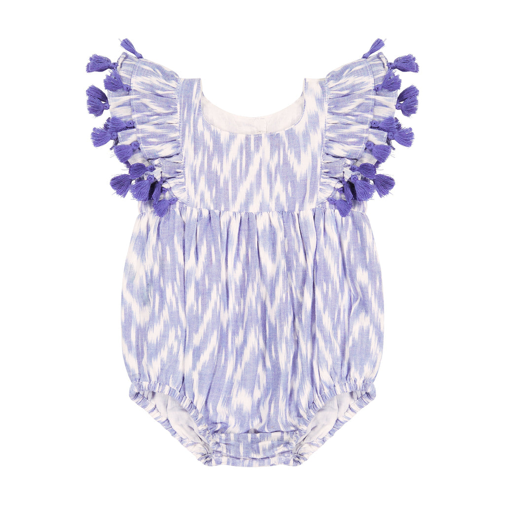 Anna Baby Romper Blue Ikat - The Well Appointed House