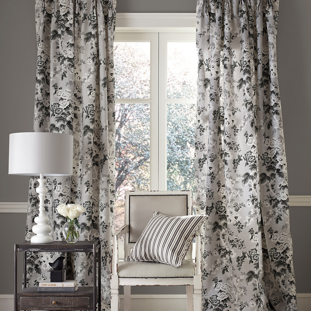 Ascot Linen Print Fabric in French Grey - The Well Appointed House