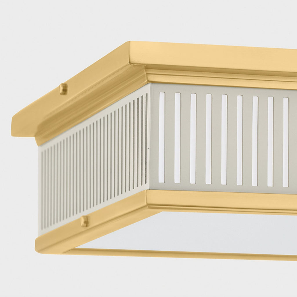 Ashdown Square Flush Mount Aged Brass and Off White - The Well Appointed House