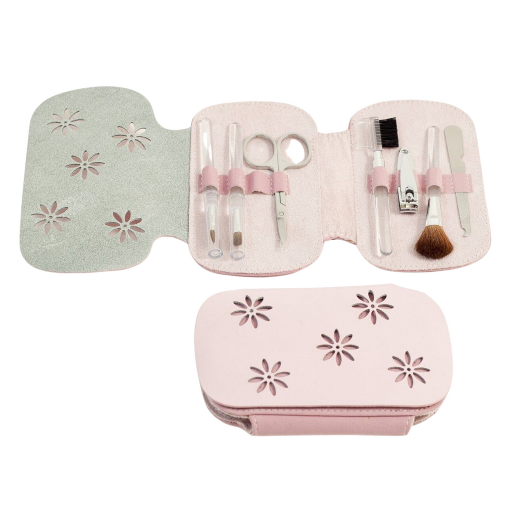 Elena Pink Leather 7 Piece Manicure Set - The Well Appointed House