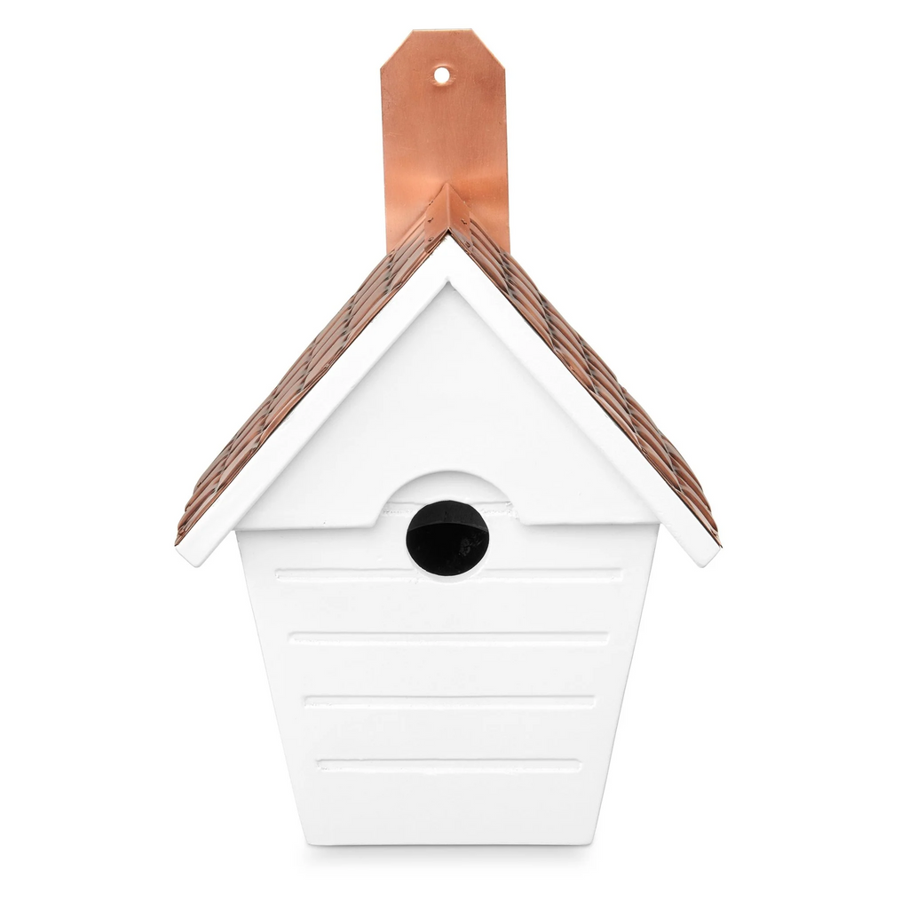 Classic Cottage Bird House With Shingled Antique Copper Roof - The Well Appointed House