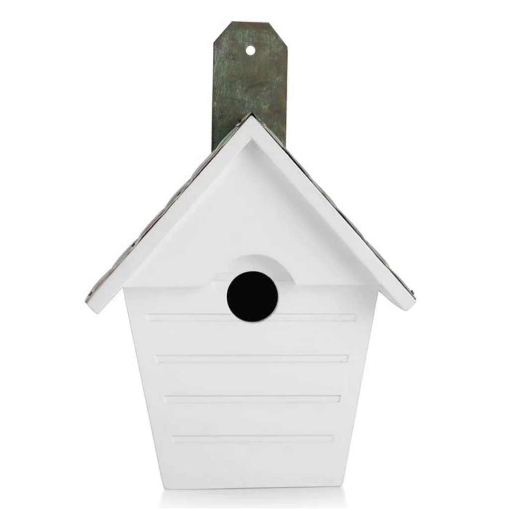 Classic Cottage Bird House With Shingled Verdigris Roof - The Well Appointed House
