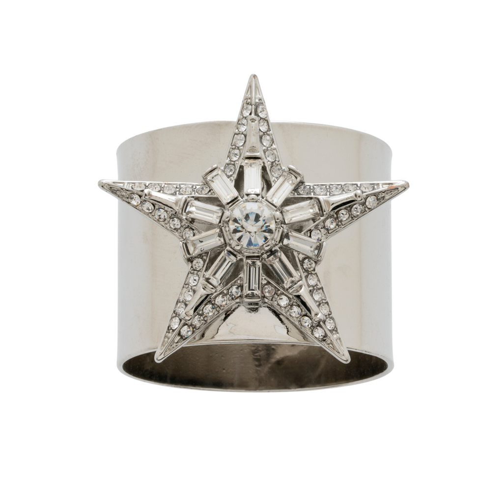 Baguette Star Napkin Rings, Silver, Set of Two - The Well Appointed House