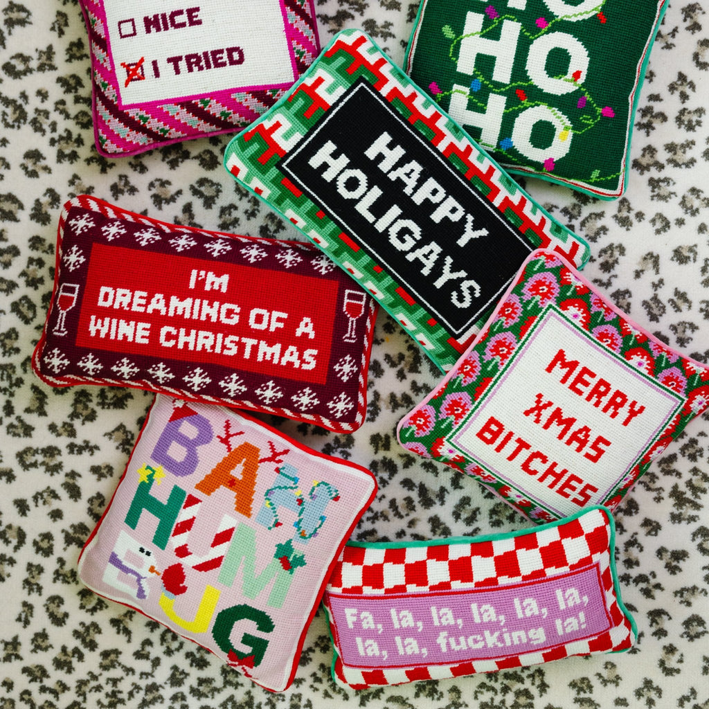 Bah Humbug Needlepoint Pillow - The Well Appointed House