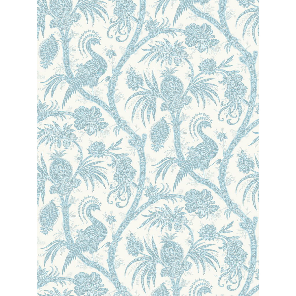 Balinese Peacock Wallcovering in Sky Blue - The Well Appointed House