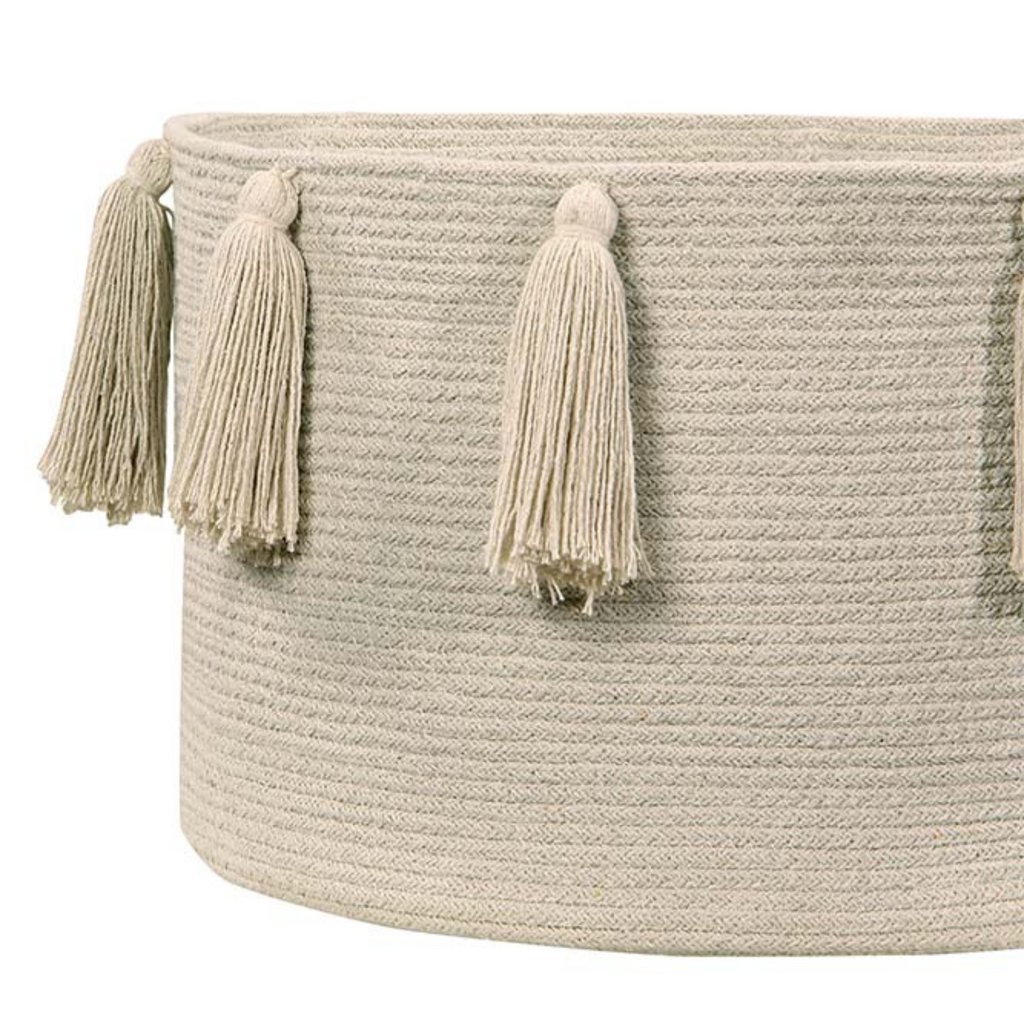 Washable Natural Beige Tassel Braided Storage Basket - Little Loves Baskets & Hampers - The Well Appointed House